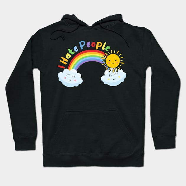 Cute Sun And Cloud - I Hate People Hoodie by levitskydelicia